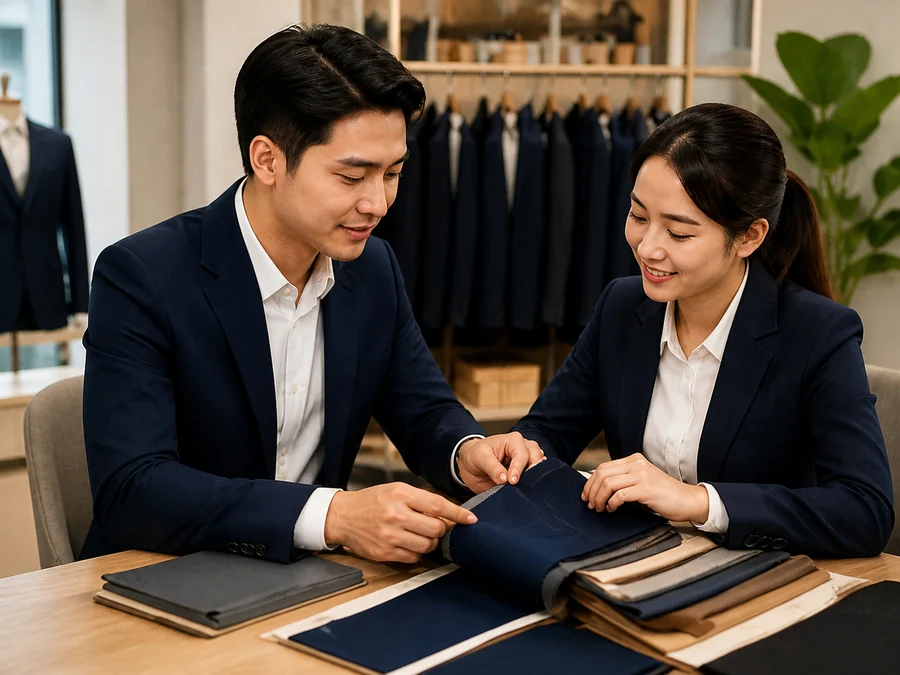 Minh họa trao đổi chất liệu và thiết kế đồng phục