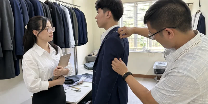 Fitting đồng phục công sở trước sản xuất
