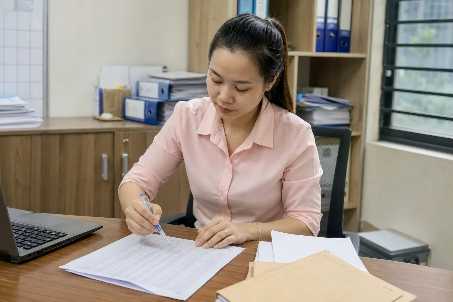 HR kiểm tra danh sách để tính chi phí đồng phục