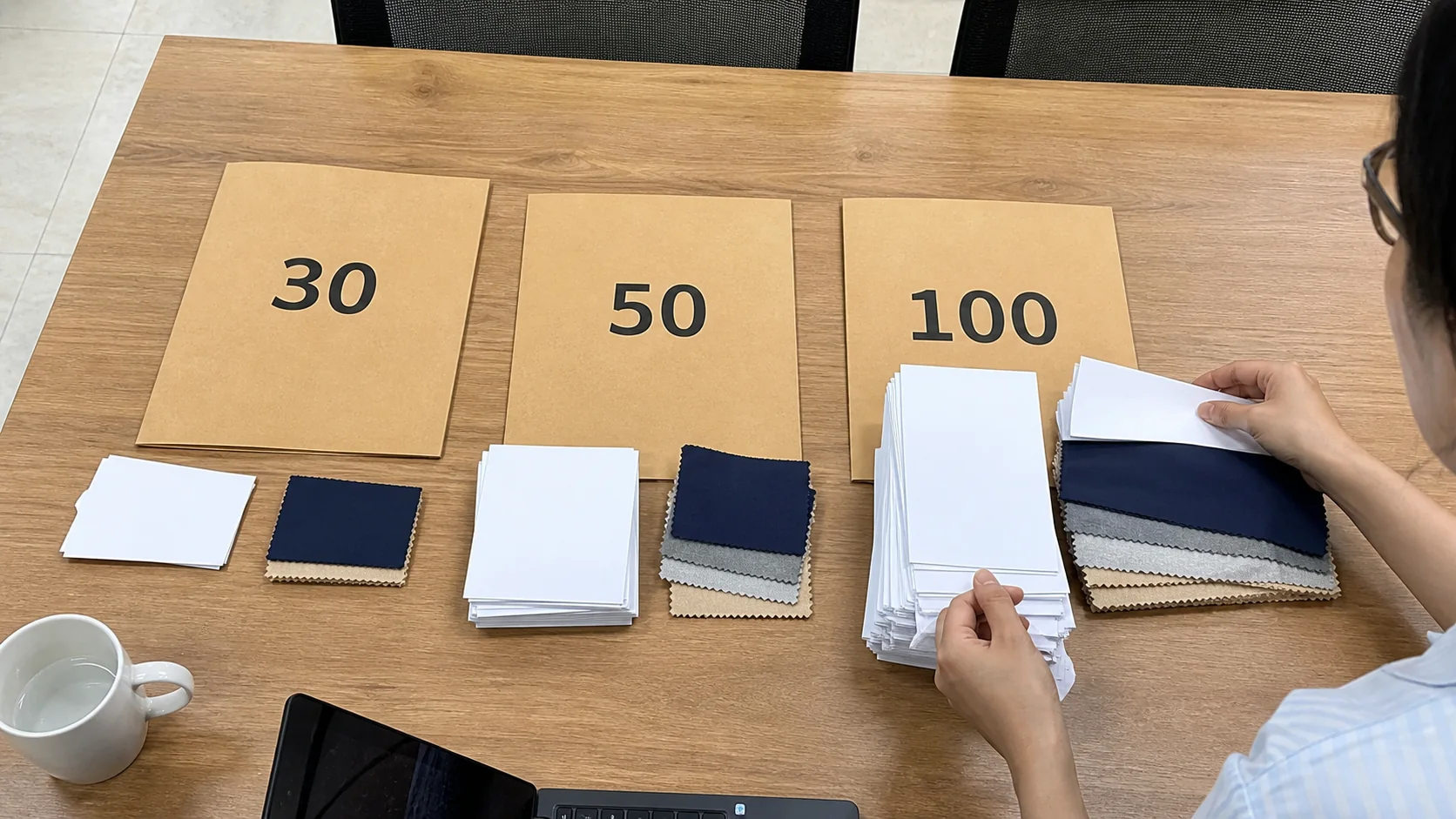 Phân nhóm quy mô đồng phục cho 30, 50 và 100 nhân viên